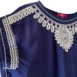ZOY Women’s Navy Embroiderer Crewneck Short Sleeves Blouse SZ XXL #1072 Blue Photo 4