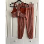 Victoria's Secret PINK Womens Large Seamless Athleisure Set Rust Orange Bra And Leggings Photo 5