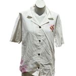 Roxy  x Kate Bosworth Women's M Floral Button-Up Shirt White Vintage Photo 0