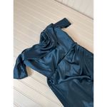 Lulus NWOT  Stunning Arrival Dark Teal Satin Off-The-Shoulder Maxi Dress Size M Photo 6