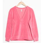 & Other Stories & Other Stories Velour V-Neck Long Sleeve Pullover Velvet Sweatshirt Pink Size 2 Photo 2
