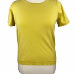 August Silk Woman Casual Chartreuse Yellow Silk Blend Short Sleeve Crew Neck Tee Photo 0
