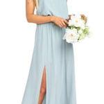 Show Me Your Mumu  Bridesmaid Heather Halter Dress in Silver Sage Crisp Medium Photo 0
