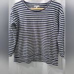 Madewell  Women's Navy and White Striped Cotton Top Size Small Photo 1