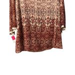 Xhilaration NWT‎ Boho Bell Sleeve Dress/Tunic L Beige Red Paisley Chiffon Earthy Romantic Photo 9