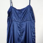 Lulus Navy Blue Satin Pleated Tulip Maxi Dress NWOT Size XL Wedding Guest Dress Photo 5