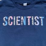 Gildan Navy Scientist Floral Graphic Sweatshirt Medium Gift Ready Teacher STEM Crewneck Photo 4