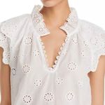 AQUA  x BLOOMINGDALE'S | Ruffle Eyelet Collar Flutter Sleeve White Cotton | Large Photo 1