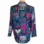 Vintage Kensington Square Blazer Jacket Colorful Abstract Floral Geometric Print Blue Size M Photo 6