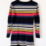 Free People  Gidget Knit Striped V-Neck Sweater Dress in Black Multi Photo 7