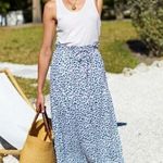 Emerson Fry Pull On High Waisted Drawstring Midi Skirt Leopard Blue XS Photo 0