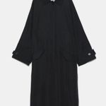 ZARA New Oversized Batwing Sleeve Boxy Modal Poly Button Front Trench Jacket L Photo 4