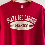 Vintage Playa Del Carmen Mexico Red Shirt Sleeve Crewneck T Photo 2
