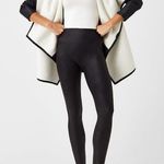 Spanx  Fleece Faux Leather Long Wrap Jacket Very Black Snow Moto Sherpa Edgy Coat Photo 1