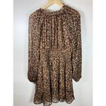 Old Navy NWT Waist Defined Printed Smocked Mini Dress Leopard Sheer Long Sleeve M Photo 7