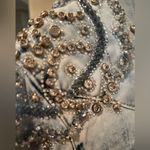 High end denim bejeweled dress with ruffled skirt Blue Size M Photo 7