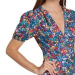 STAUD NWT Size 10 Milla Rainbow Flower Print Puff Sleeve V Neck Mini Dress Photo 2