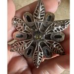 Vintage Dazzling Silver Rhinestone Faux Pearl Flower Brooch Pendant Photo 10
