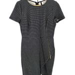 Kensie Black White Mini Check Print Zipper Detail Short Sleeve Dress size Small Photo 1