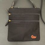 Dooney & Bourke  North South Triple Zip Black Nylon Embroidered Duck Crossbody Photo 8
