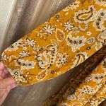 Cotton Bleu Golden Yellow Brown Paisley Long Sleeve Dress Large NWT Gold Photo 2