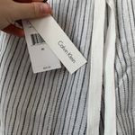Calvin Klein NWT White and Gray Striped Tapered Leg Linen Pants Photo 7
