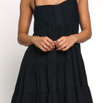 ZARA Women's Straight Neck Textured Mini Dress in Black Photo 0