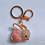 Pink Rabbit Bling Rhinestone Keychain or Charm Key —Makes a great Gift ~NEW~ Photo 1