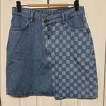 Lazy Oaf  Two-Tone Checkered Denim Skirt W 14” L 19.5” Photo 0