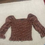 I.N. San Francisco  Floral Smocked Top in Brown Photo 6