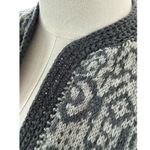 American Vintage Vintage OOAK hand knit open front cardigan in gray & cream medium Photo 7