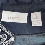 Chico's  Women's Open Front Blazer Jacket Overlay Design Mock Neck Black‎ Size 1 Photo 3