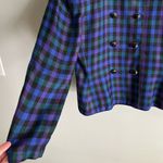 Vintage Kasper ASL Black Button Plaid Blazer Blue Green Purple Grunge Size 8 Photo 1