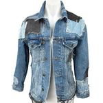 The Ragged Priest Women's Blue Patchwork Oversized Denim Jean Jacket Size S Photo 0