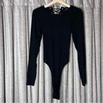 Bardot  Black Long Sleeve Black Lace Up Back Bodysuit Size Medium Photo 1