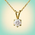 Minimalist Dainty Gold Tone Solitaire Pendant Clear Stone Unbranded Photo 1