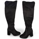 Forever 21 Black suede knee-high block heel boots size 7 seven WIDE Photo 0