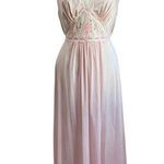 Lorriane 1980s Vintage Pink Nylon Lace Sweep Romantic Slip Nightgown Size L Size L Photo 0