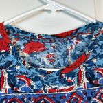Lucky Brand  Patriotic Red Blue White Round Neck Blouse Shirt Large EUC #0665-AZ Photo 3