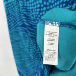 Chico's  0 Size S Shift Shirt Dress Blue Beach Artsy Short Sleeve Split Neck Ocean Photo 9