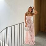House Of CB House‎ of Cb 'Seren' Soft Pink Floral Lace Back Maxi Dress NWOT size S Photo 11