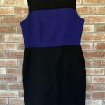 Talbots Wool Sheath Dress Size 12 Blue Black Colorblock Professional Photo 0