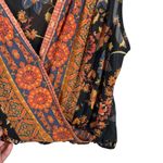 Free People  Havana Floral Print Sleeveless Surplice Mesh Top Black/Orange M Photo 9
