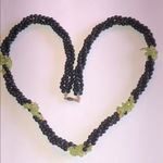 Black & Green Glass Beaded Twisted Boho Necklace Photo 1