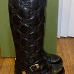 Gucci Women's Black GG Matelasse Lug Sole Leather Boots Photo 3
