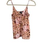 Paige  Women's Silk Cami Top Cream Tan Camel Floral Print Sleeveless S Photo 1