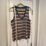 Madewell NWOT Size XL V Neck Cotton Tank Top Teal Cream Stripe Cotton Soft Photo 8