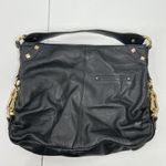 B Makowsky Genuine Black Leather Tote Large Shoulder Bag Purse Gold Hardware Photo 2