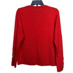 KIKIT Christmas Cardigan Size M Red Beaded Sequins Flower Martini Snowman Lights Size M Photo 10