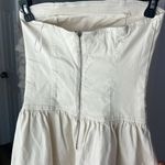 NWT OAK + FORT DROP WAIST STRAPLESS TWILL DRESS in Cream XS $108 White Photo 5
